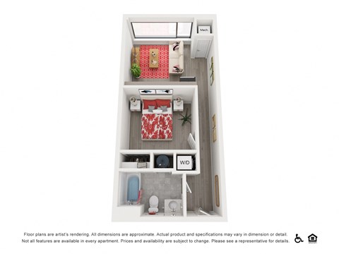 a floor plan of a 1 bedroom apartment